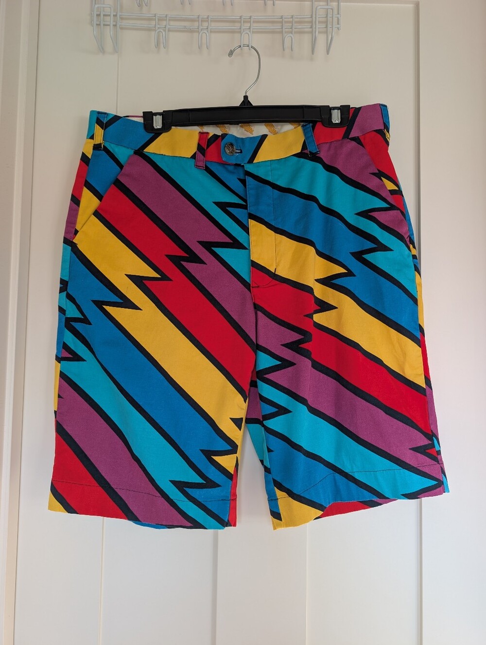 Loudmouth Golf Captain Thunderbolt Multicolor Lightning Shorts - 36